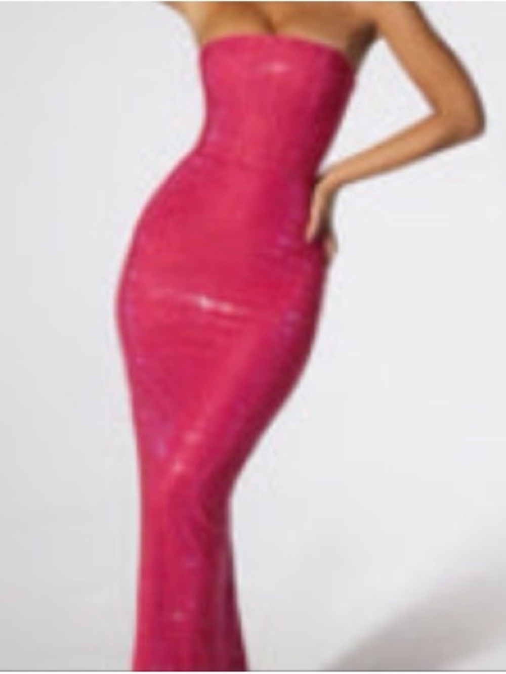 Oh Polly Strapless Sequin Dress in Fuchsia-Brand New